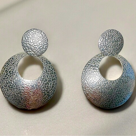316L S. Steel Silver Round Dangling Earrings - Picture 3 of 3